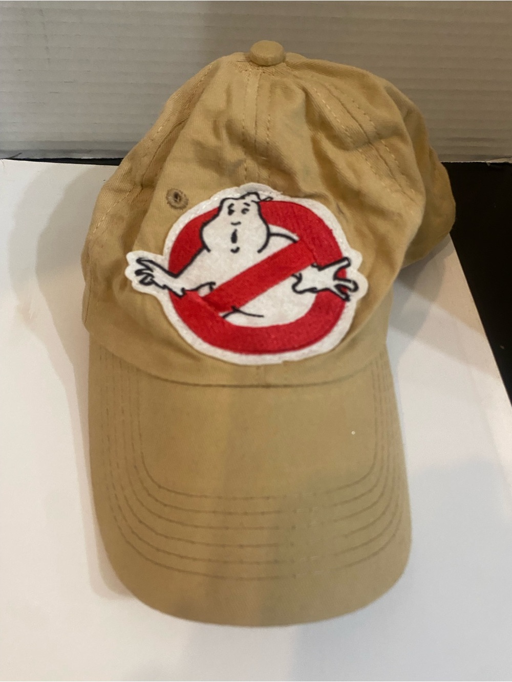 Source Unknown Khaki Kids Hat with Red & White Ghost Patch